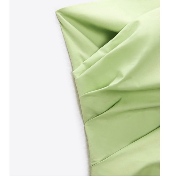 ZARA STRAPLESS RUCHED GREEN TOP - Picture 6 of 6